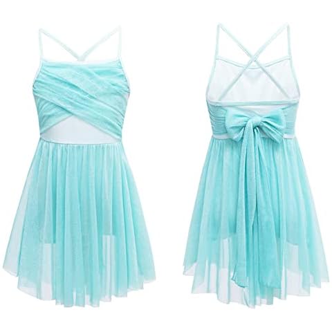 Aislor Girls Lyrical Dance Dress Ballet Dance Costume Spaghetti Chiffon Dancewear Ballerina Gymnastics Leotard Mint Green 3-4 Years Cover