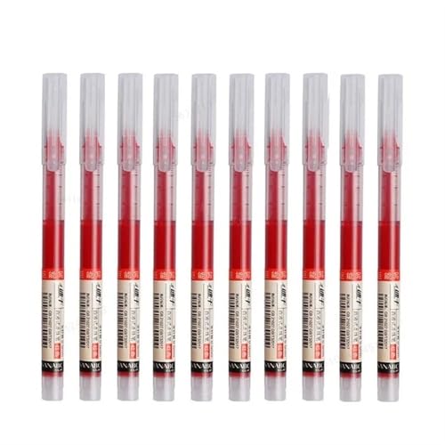 Stylos à bille encre gel liquide rouge 0.5mm KLVN (Lot de 10) pour l'écriture kawaii au quotidien