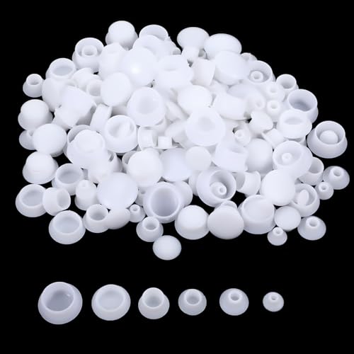 Image of Oruola 180pcs White Hole Plugs,6 Sizes Plastic Hole Plugs,Hole Plugs Assorted for Nail Holes, Screw Holes, Partition Holes in Cabinets, Brackets, Shelves (5mm /6mm /8mm /10mm /12mm /14mm)