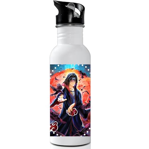 Image of Anime sipper water bottle with Itachi Print for Use school, gym, tuition, travling, yoga | Aluminium sublimation sipper bottle 750ml black cap (Itachi Uchiha-C-2)
