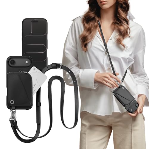 Cordon à bandoulière iPhone 17 Air MAGEASY en cuir pour garder les mains libres