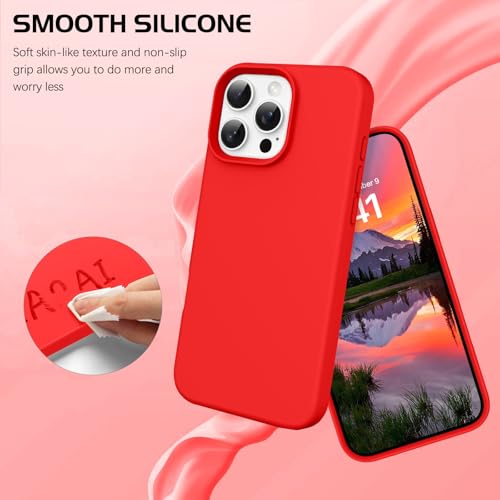 DOMAVER Case for iPhone 16 Pro Max 6.9'' Smooth Liquid Silicone Soft Gel Rubber Microfiber Lining Cushion Cover Shockproof Protective Phone Cases Compatible with iPhone 16 Pro Max - Red by DOMAVER - Used condition - Image 2