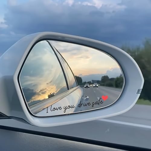 Image of Miarita 3X I Love You Drive Safe Mirror Sticker, Cute Car Stickers for Womens, Car Decals for Women, Rear View Mirror Sticker, Valentines Day Gifts for Her, Him (I Love You Drive Safe Black)