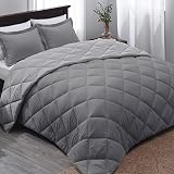 Basic Beyond Queen Comforter Set - Grey Comforter Queen Set, Reversible Bed Comforter Queen Set for