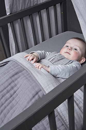 Meyco Baby Uni Spannbettlaken für das Kinderbett (Bettlaken mit weicher Jersey-Qualität, aus 100% Baumwolle, perfekte Passform durch Rundum-Gummizug, atmungsaktiv, Maße: 60 x 120cm), Grau