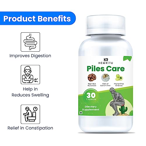 Image of Piles Care Herbal Ayurvedic Capsule For Male & Female With Triphala, Jeemikand, Trikatu which are widely used in digestive health(30 Capsule*2)