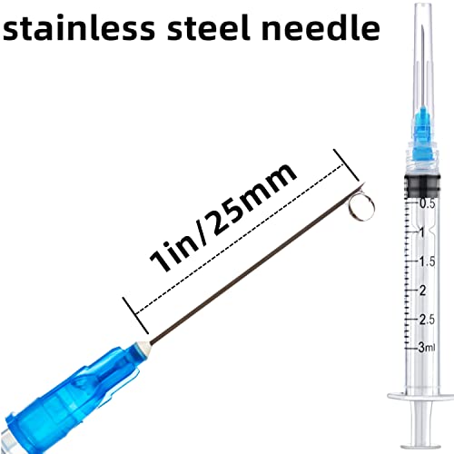 100 Pack 3ml 23Ga Plastic Syringe with Measurement for Scientific Labs, Industrial Dispensing Animal and Pet Supplies, Disposable Individually Wrapped by zogsnton - Used condition - Image 2
