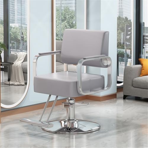 Barber Chair, Salon Chair, 360° Swivel Reclining Salon Chair with Adjustable Height, Professional Barber Chair, with Footrest for Barbershop Or Beauty Salon, for Hair Styling Or Shaving(Gray)