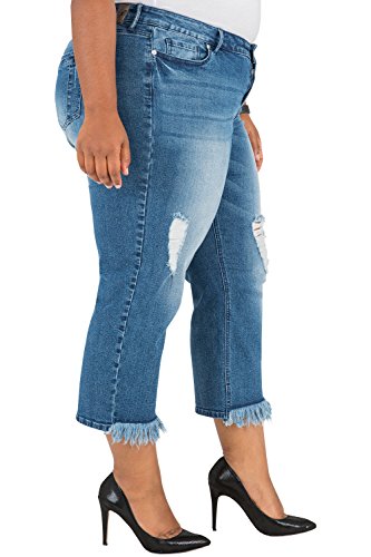 Poetic Justice Women's Plus Size Curvy Fit Stretch Denim Cropped Ankle Jeans3