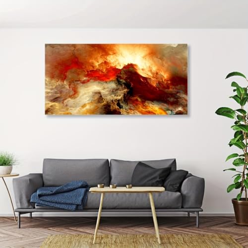 Tableau abstrait orange fluide 50x100cm pour illuminer le salon - 5