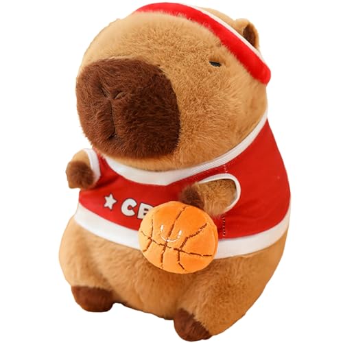 Basketball Capybara Plush, Capybara Stuffed Animals with Basketball, Capybara Basketball Player Plush, Sport Theme Capybara Gifts for boys and girls Birthday Children's Day Christmas(Basketball,8In)