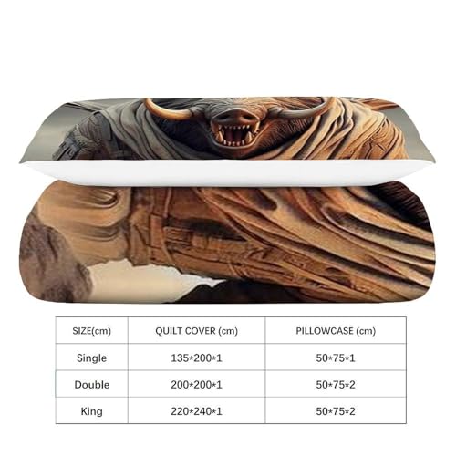 Housse de couette single animaux imprimé 3D fermeture éclair microfibre 135x200