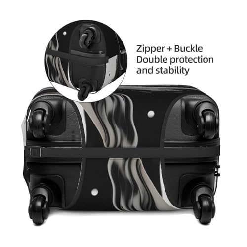 Fluid Black White Paint Swirls Print Luggage Cover For Suitcase,Washable Elastic Travel Suitcase Protector With Zipper Closure And Bottom Buckle – Fits 18-32" Luggage-X-Large2