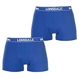 95% Baumwolle, 5% Elasthan Lonsdale Herren 2 Stück Trunks Unterhose Blau Medium