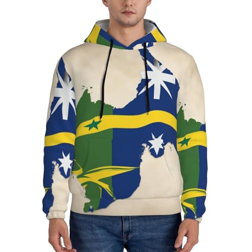 Solomon Islands Flag Map02 Men'S Casual Sweatshirt Hoodie, Long Sleeve Hooded Pullover With Pocket And Drawstring2