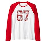Nummer #67 Distressed Baseball Jersey Nummer Raglan