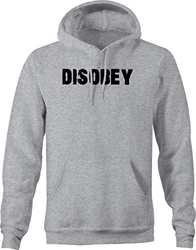 Vintage Disobey Hoodie for Big Men 3XL Gray