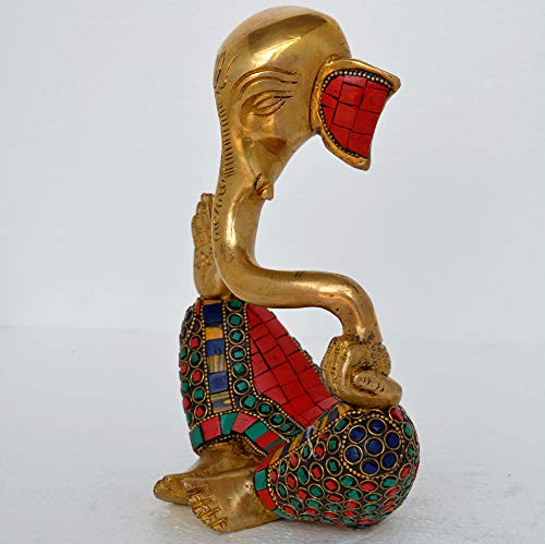 Ganesh With Decorative Work - Brass Modern Decorative Style God Ganpati Idol - Unique Gift And Home Decor Showpiece #TOP3