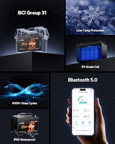 Image of Litime 2Pack 12V 140Ah Bluetooth LiFePO4 Lithium Battery, Group 31, 150A BMS deep Cycle Trolling Motors Battery, Perfect for RV, Marine, Solar, Off-Grid