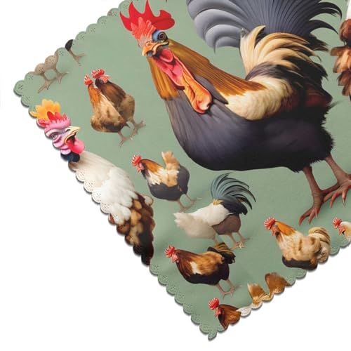 Set de table coq et poulet anti-graisse 30x45cm pour hôtel et maison - 7