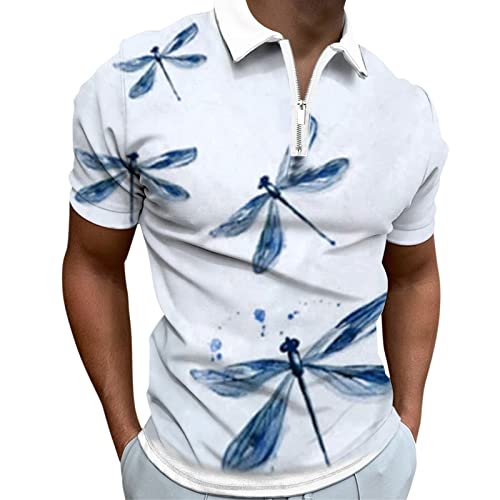 Camisetas Hombre Manga Corta Golf Camisa Poloshirt Negocios Oficina Cremallera Cuello Camiseta de Tennis Verano T-Shirt Slim Fit Completo Oferta Algodon Henley Shirt(Azul,XL) Cover