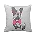 Decorbox Cute Funny Trendy Vintage Animal French Bulldog Pillow Home Style Cotton Decorative Couple Throw Pillow Cover Cushion Case Couple Pillow Case