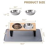 Upgraded Elevated Cat Bowls with Food Mat,15°Tilted Stand Anti Vomiting Raised Cat Dishes for Food and Water,2 Stainless Steel Bowls for Cats and Puppy - Image 5
