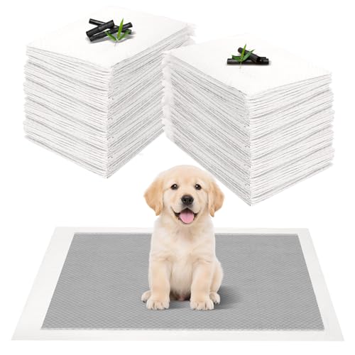 JANUIXCO 100 Pezzi Tappetini Igienici per Cani 33X45cm - Tappetini Monouso per Cane - Tappetini al Carbone con Controllo Degli Odori