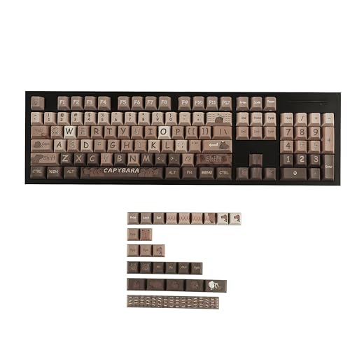 Image of YMDK Cherry Profile Kapibala 5 Sides Over Dye Sub Thick PBT Coffee KEYCAP for MX Mechanical Keyboard 61 68 84 87 96 104 108