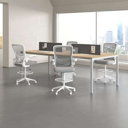 Boss Office Products Mesh Flip Arm Stool Drafting Chair, Gray/White by Boss Office Products - Used condition - US$75.55