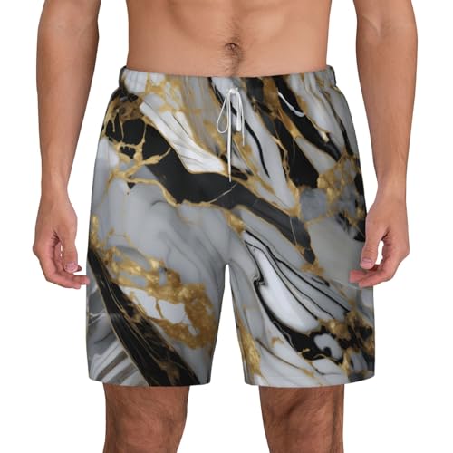 Men's Luxury Marble Pattern Print Quick-Dry Mesh Swim Trunks Stretch Lining Beach Shorts Surfing Summer Vacations2