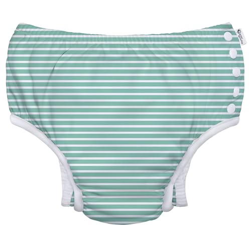 green sprouts Baby Toddler Eco Snap Swim Diaper - Mint Stripes - 4T