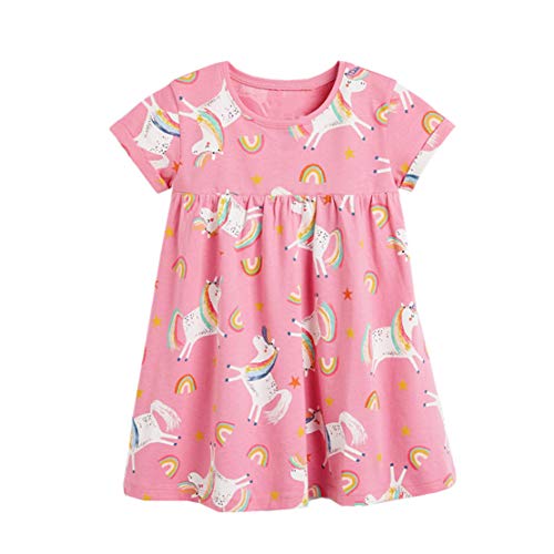 Bebé Niña Largo Manga Vestido,Primavera/Otoño Casual Linda Raya/Impresión Niños Algodón Ropa Equipar Años 2-7 Años (5-6 años, 6940)