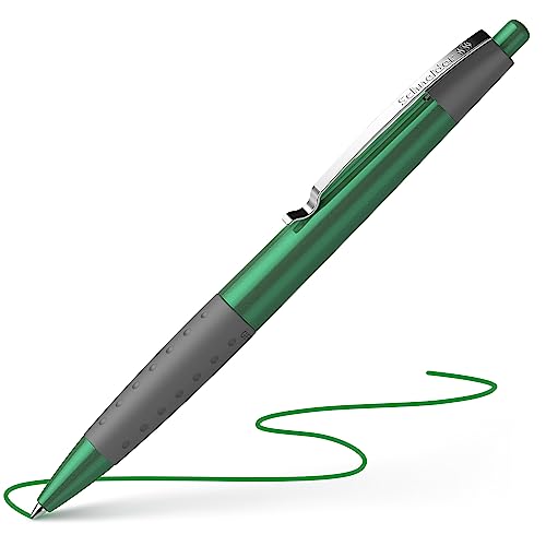Schneider Loox Ballpoint Pen Click-Top with Soft Grip Zone Green Shaft with Indelible Blue M Cartridge Pack of 20