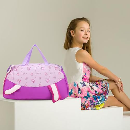 Image of 3D Design Duffle Bag for Kids & Adult| Large Compartment Foldable Luggage with Shoulder Strap | Lightweight Travel & Short Trips Storage Organizer for Women (Purple Doll)
