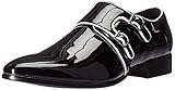 Klassischer Stil: Slip-On-Loafer mit Doppelschnalle mit schlichtem Zehenbereich und weißer Paspelierung