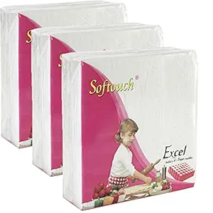 Softouch 2 Ply Tissue paper Napkins 50 Pcs. each- Set of 3 (33x33 cm)