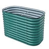 GOOFi Gardens Raised Metal Garden Beds, Galvanized Steel, 47x24 inches, 2 Heights Available, Garden Green or Terra Cotta (Garden Green, 47.2' × 23.6' × 31.5')