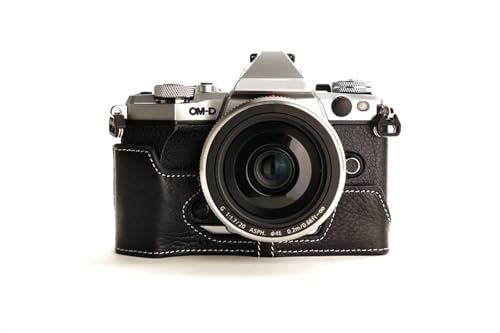 Demi-étui en cuir véritable fait main Olympus OM-D E-M5 EM5 II M2