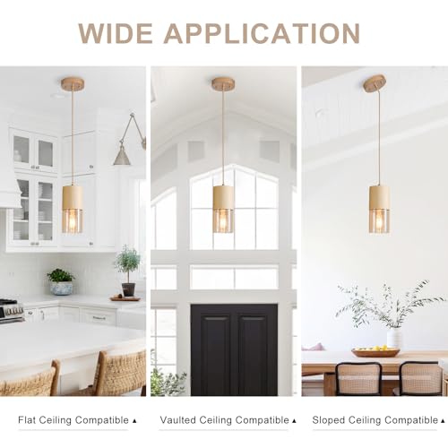 Image of 3-Pack Gold Pendant Light Fixtures, Adjustable Modern Pendant Lights for Kitchen Island, Industrial Amber Glass Pendant Lights for Dining Table Hallway Bedroom Living Room