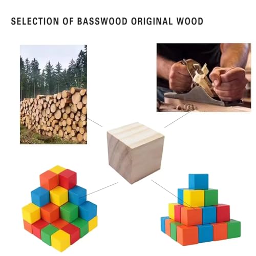 OMUFBTO 12 Pcs Natural Unfinished Craft Cubos de Madeira 1,5