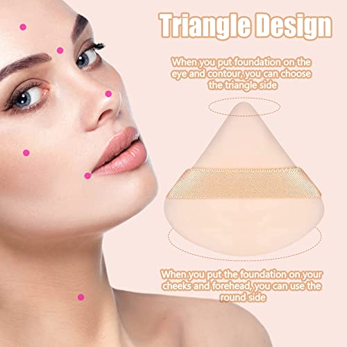 Pimoys 6 Pieces Powder Puff Face Triangle Makeup Sponge Soft Velour Puffs For Loose Powder Beauty Blender Foundation Sponge Setting Powder Puff Makeup Tool, Stocking Stuffers Gift For Women #TOP1