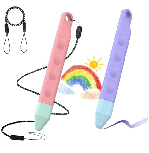 T Tersely 2 Pack Kids Stylus Pens Pink & Purple KidFriendly Touch Screen Pens AntiRoll Soft Tip Stylus for Children Drawing&Writing Universal Capacitive Pen for iPad iPhone Tablets&Smartphones