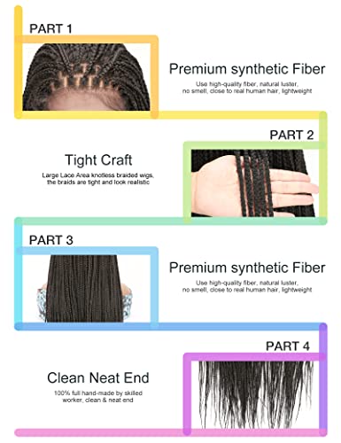 Ameily 36" Kontless Box Braided Wigs For Black Women Clearance-Heat Resistant Black Synthetic Braided Lace Front Wig With Baby Hair, 13X6' Lace Front Cornrow Braids Wig-Lightweight & Natural Look #TOP3