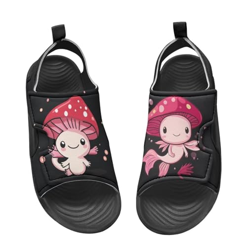 Pointodoor Girls Pink Axolotl Sandals Fashion Mushroom Pool Water Shoes Open Toe Outdoor Summer Hiking Athletic Sandals for Toddler Kids,US 3