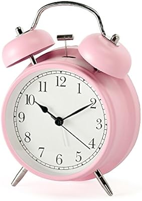 Shozafia 3" 4" Classical Retro Twin Bell Alarm Clocks Mute Silent Quartz Movement Non Ticking Sweep Analog Morning Wake Up Mechanical Alarm Clock with Nightlight Backlight for Kids