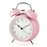 Shozafia 3' 4' Classical Retro Twin Bell Alarm Clocks Mute Silent Quartz Movement Non Ticking Sweep...