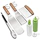 Exklusives Grillwender Set aus hochwertigem Edelstahl - BBQ Grillset in erstklassiger Qualität für Hamburger & Braten - Bratenwender und Bratenheber für Indoor und Outdoor