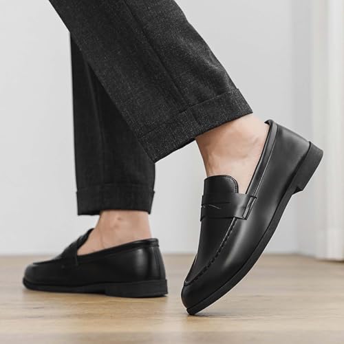 Zapatos mocasines de cuero para hombre, calzado náutico slip-on con puntera cuadrada para oficina 2