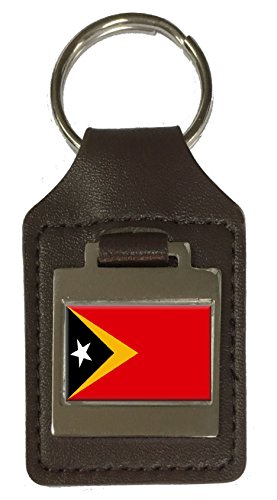 Porte-clés en cuir gravé Timor Leste idée cadeau originale pour passionnés d'histoire